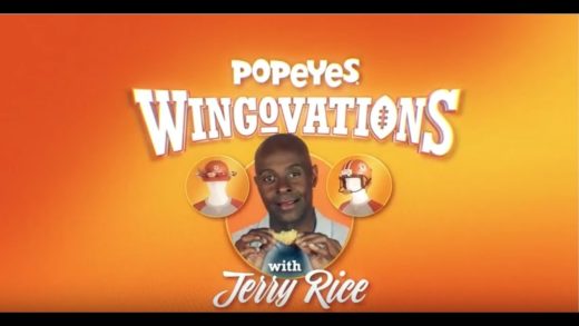 Jerry Rice stars in bizarre Popeyes commerical with chicken wing helmet