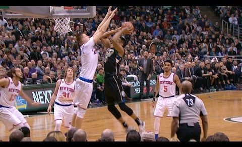 Kristaps Porzingis blocks Giannis & then hits deep 3-pointer