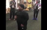 Vine star Lil Tero dances for Pittsburgh Steelers players