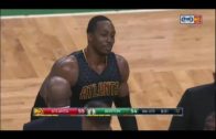 Dwight Howard pushes Al Horford causing a scrum to ensue