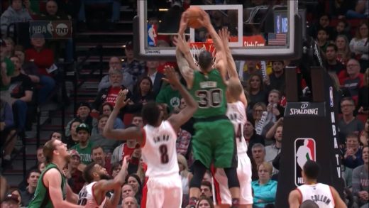 Gerald Green soars for a fierce put back slam