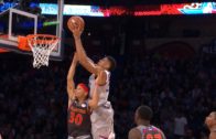 Giannis Antetokounmpo posterizes Steph Curry on a put back slam