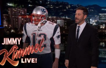 Matt Damon appears as Tom Brady on the Jimmy Kimmel show