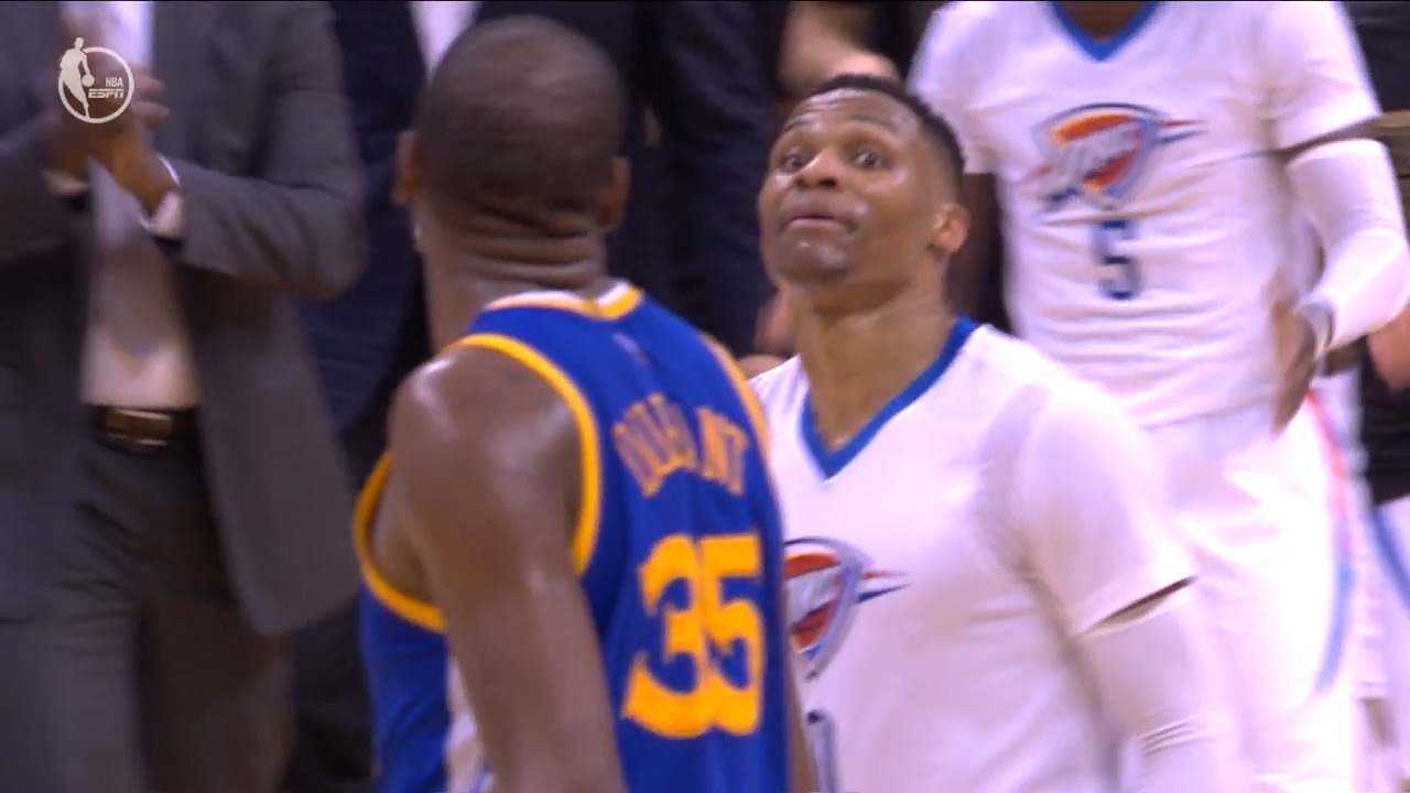 Russell Westbrook & Kevin Durant talk smack at each other