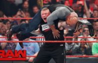 Brock Lesnar attacks Goldberg on Monday Night RAW ahead of Wrestle Mania