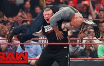 Brock Lesnar attacks Goldberg on Monday Night RAW ahead of Wrestle Mania