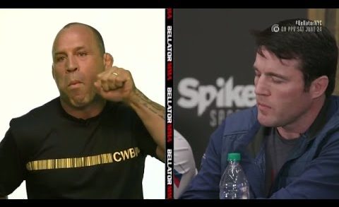 Chael Sonnen & Wanderlei Silva go at it during a Bellator 180 Press Conference