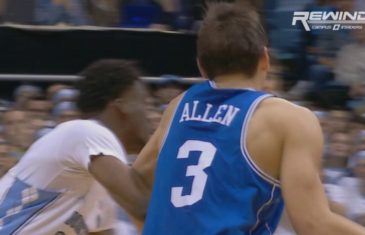 Duke’s Grayson Allen throws an elbow during Duke vs. North Carolina