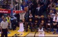 Stephen Curry pulls up & hits jumper from almost the half court logo