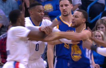 Stephen Curry & Russell Westbrook break out into shoving match