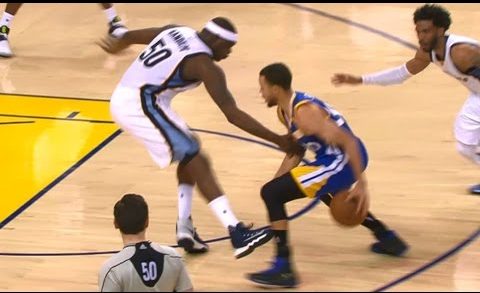 Stephen Curry with a beautiful crossover & behind the back pass Hockey assist