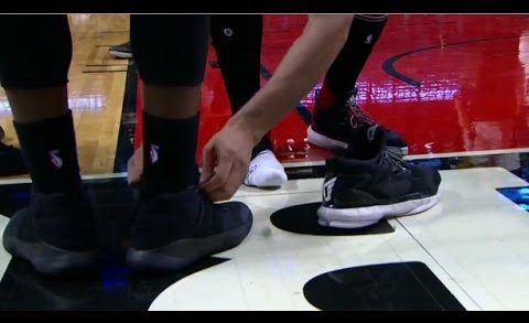 Bizarre: Robin Lopez ties Jae Crowder’s shoe after an altercation with him