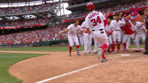 Bryce Harper belts a walk off 3-run homer for the Nationals