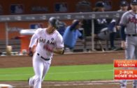 Giancarlo Stanton drills a homer into the Clevelander pool at Marlins Park