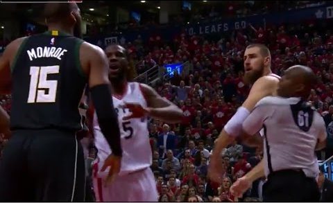 Greg Monroe & Jonas Valanciunas get into a scuffle during Game 5