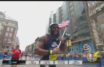Marine amputee Jose Sanchez finishes Boston Marathon waving American Flag