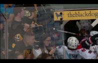 Boston Bruins fans fight each other on the train