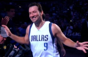 Tony Romo introduced as part of the Dallas Mavericks vs. Denver