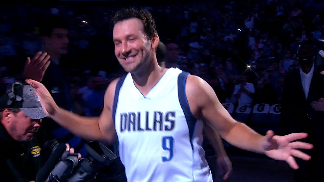 Tony Romo introduced as part of the Dallas Mavericks vs. Denver