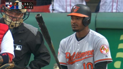 Adam Jones receives a standing ovation from Boston fans