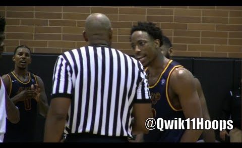 DeMar DeRozan throws a ball at a ref at the Drew League in Los Angeles