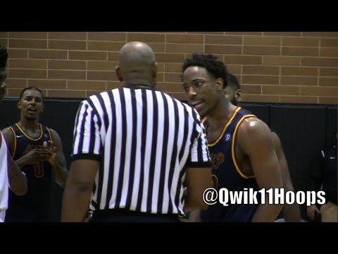 DeMar DeRozan throws a ball at a ref at the Drew League in Los Angeles