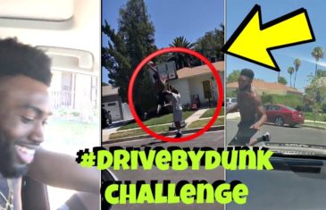NBA players Jaylen Brown & Anthony Davis do the #DriveByDunkChallenge