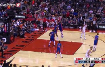 Andre Drummond doesn’t have the time to defend a Valanciunas three