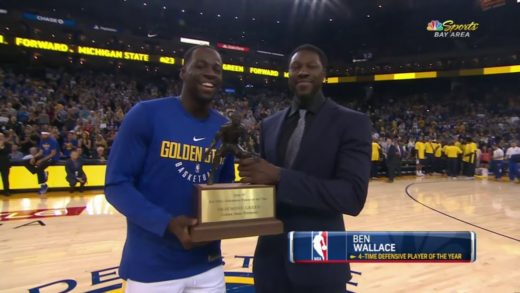 Draymond Green receives DPOY award from idol Ben Wallace