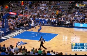 Jordan Bell stuffs home the self served alley oop off the glass