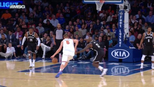 Kristaps Porzingis shows off his handles in Knicks pre-season tilt