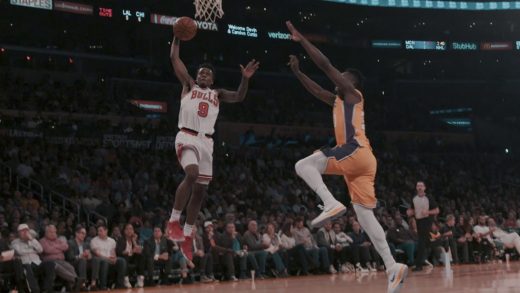 Antonio Blakeney spikes the fast-break dunk