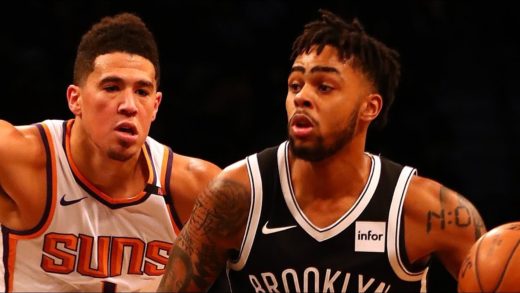 D’Angelo Russell and Devin Booker trade buckets in Brooklyn