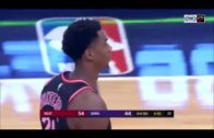 Hassan Whiteside with the two-handed swat and staredown
