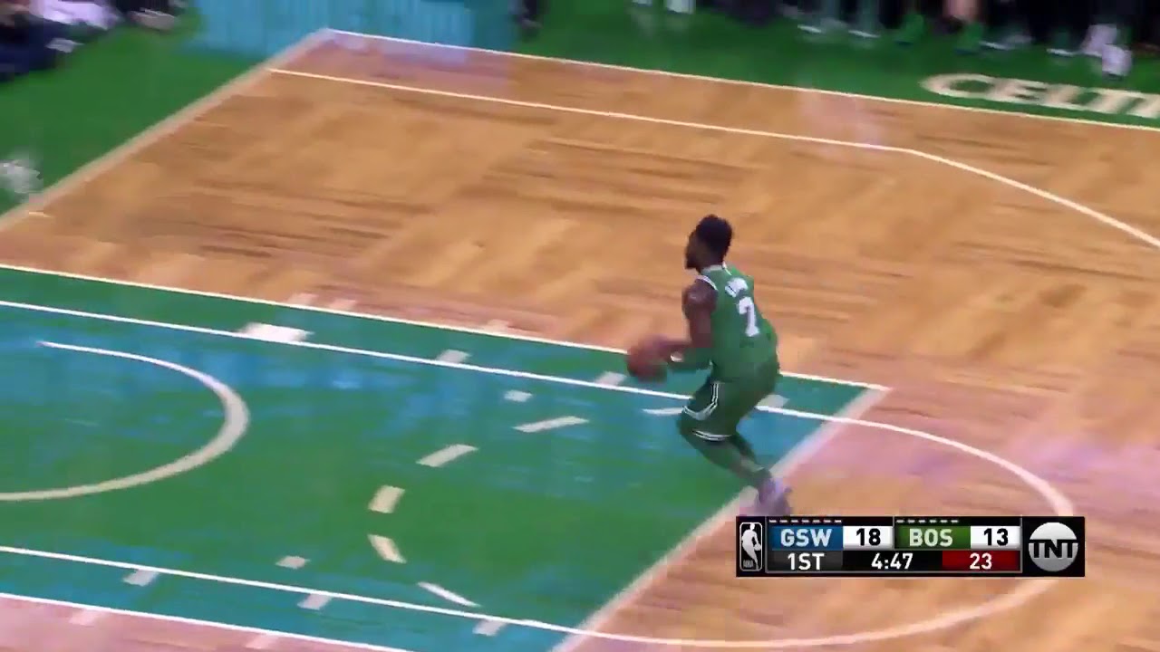 Jaylen Brown rips Steph Curry and slams it home