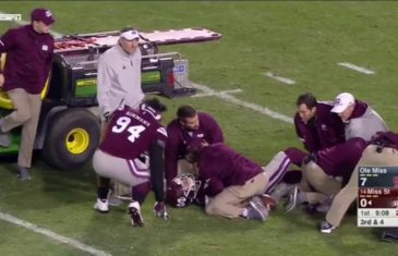 Mississippi State’s Nick Fitzgerald suffers gruesome leg injury