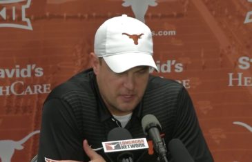 Tom Herman speaks with the media about his team’s loss to the TCU Horned Frogs