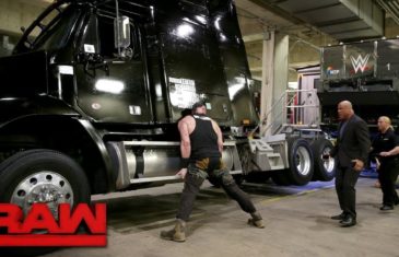Braun Strowman tips over a semi-truck on Raw after being fired by Kurt Angle