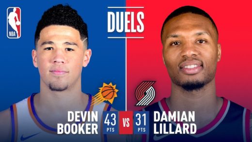 Damian Lillard and Devin Booker trade buckets in Rip City