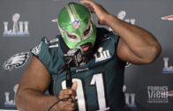 Fletcher Cox does interview in Lucha Libre wrestling mask