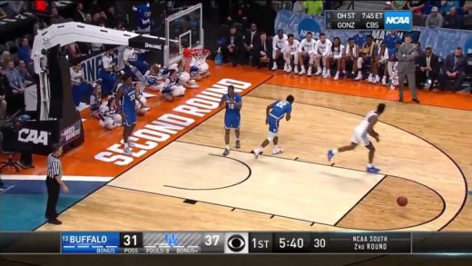 Kentucky freshman Hamidou Diallo climbs the ladder and stuffs one home