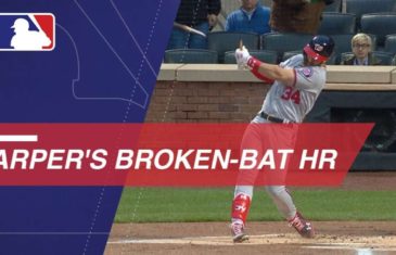 Bryce Harper goes yard on a bizarre broken-bat dinger