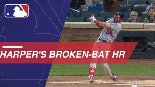 Bryce Harper goes yard on a bizarre broken-bat dinger