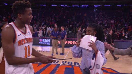 Frank Ntilikina surprises fan on court with the opportunity of a lifetime