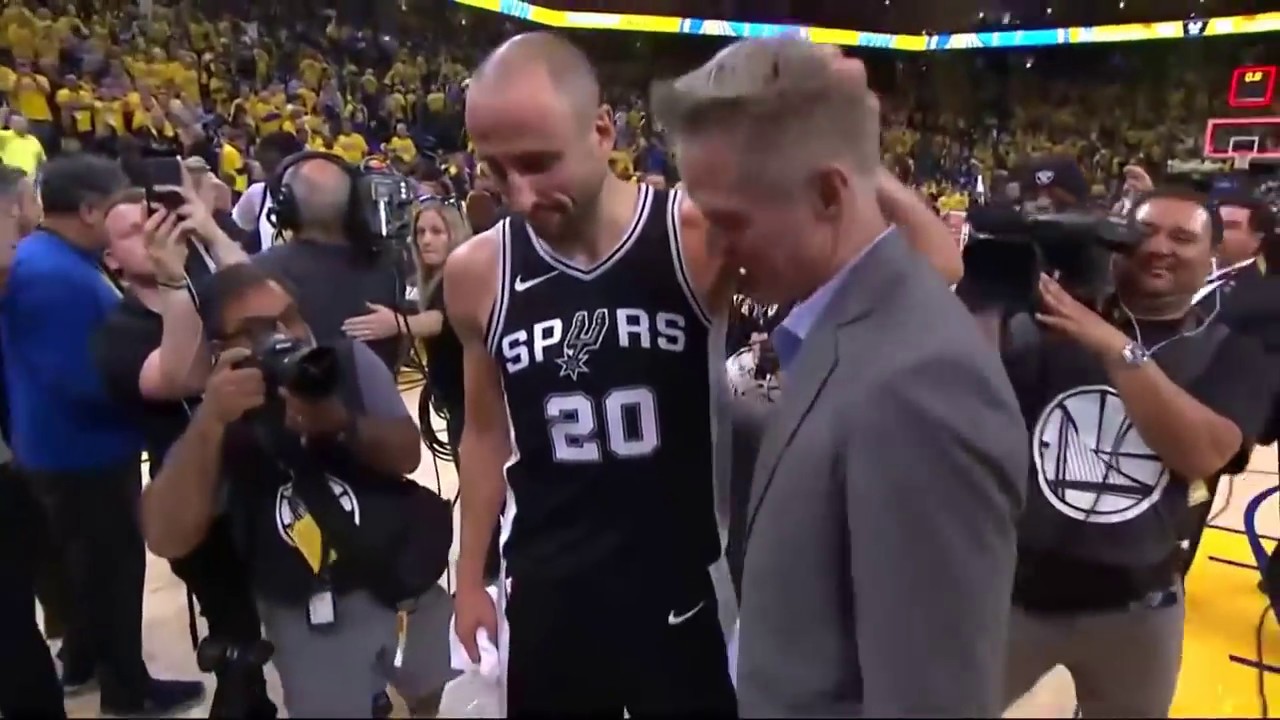 Manu Ginobili and Steve Kerr share a special moment after series finale