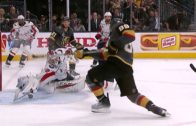 Toronto Maple Leafs goalie Frederik Andersen lays a hip check vs. Washington
