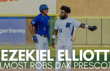 Ezekiel Elliott Almost Robs Dak Prescott of Base Hit