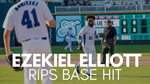 Ezekiel Elliott Smashes Base Hit Into Right Field