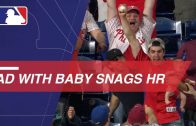 Dad Catches Maikel Franco Home Run Ball with a Baby on Board