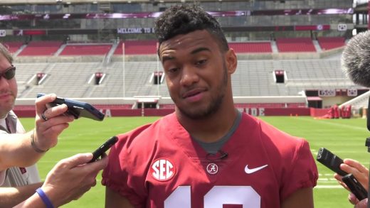 Tua Tagovailoa Speaks to Media at Alabama Media Day